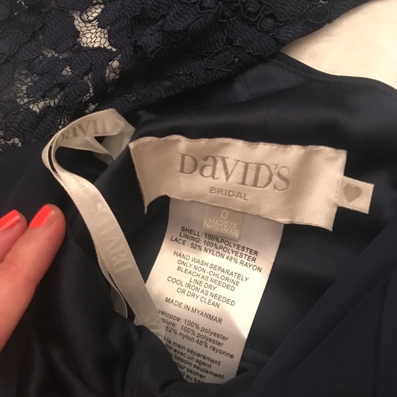 David’s Bridal Mesh Lace Cocktail Bridesmaid Dress - Picture 2 of 4